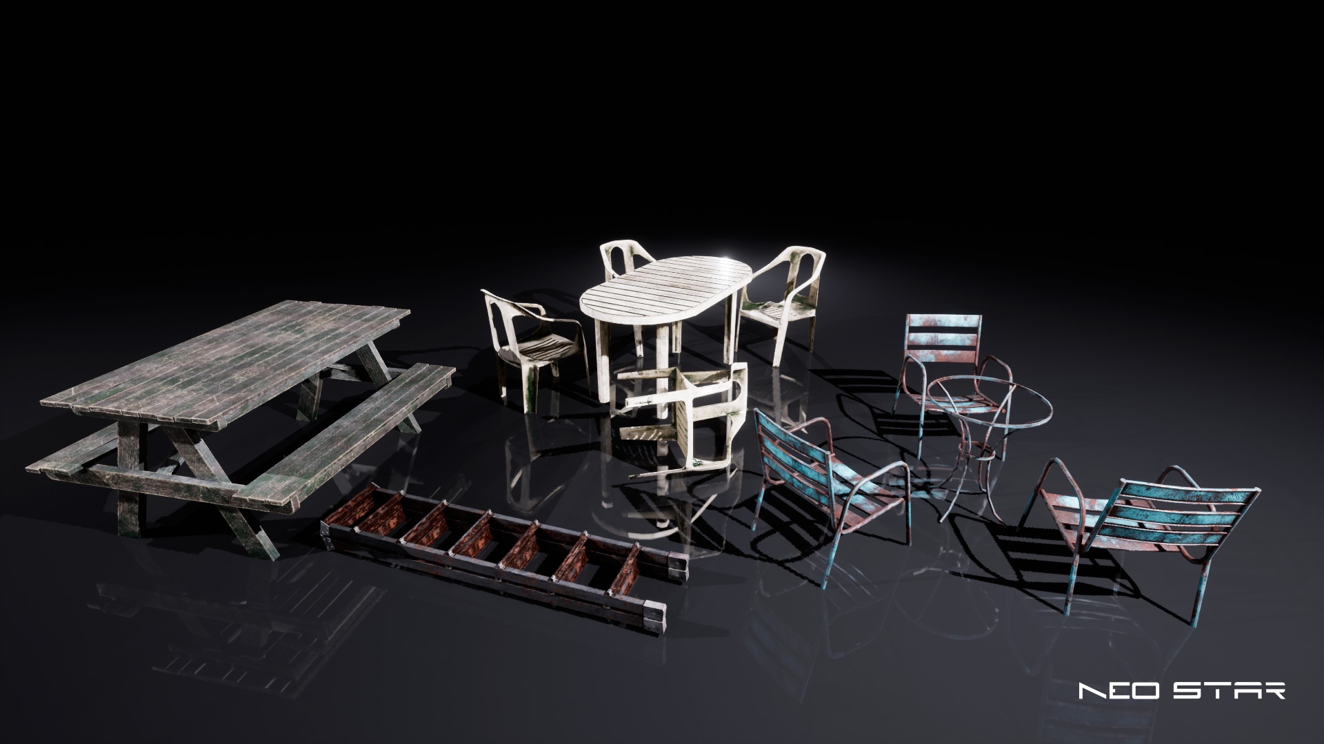 Backyard Props Low-poly 3D model_4