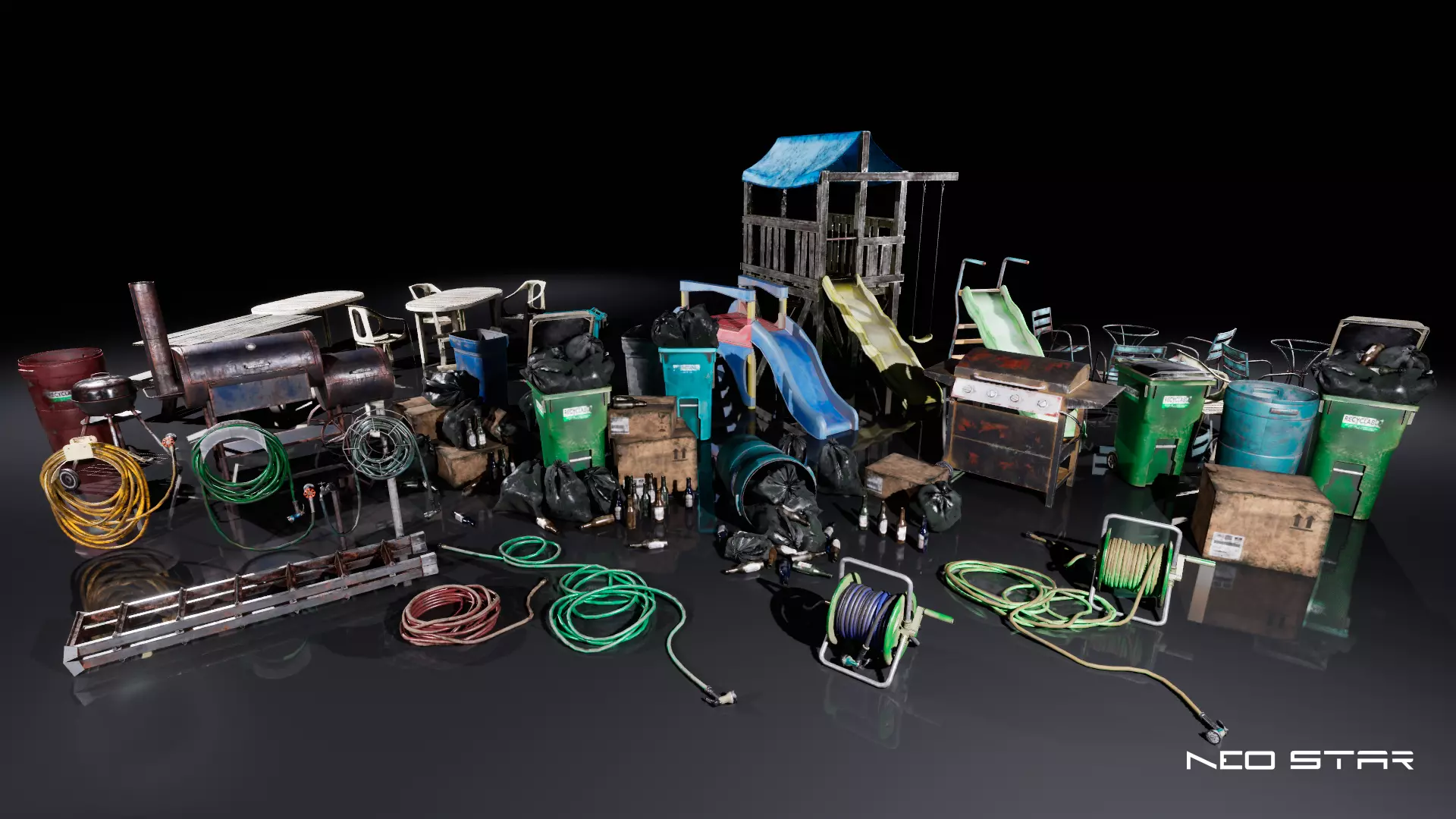 Backyard Props Low-poly 3D model_0