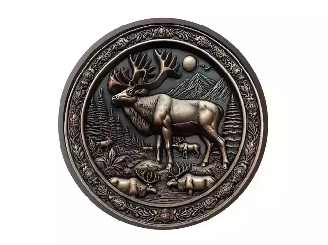 Caribou Animal Medallion