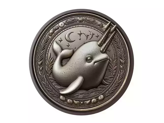 Narwhal Animal Medallion 3D print model