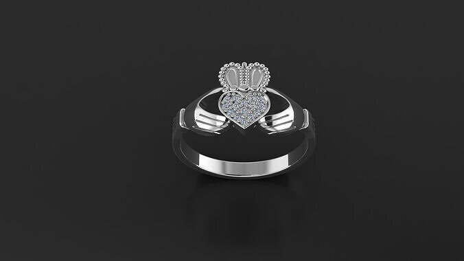Diamond Claddagh ring 3D model