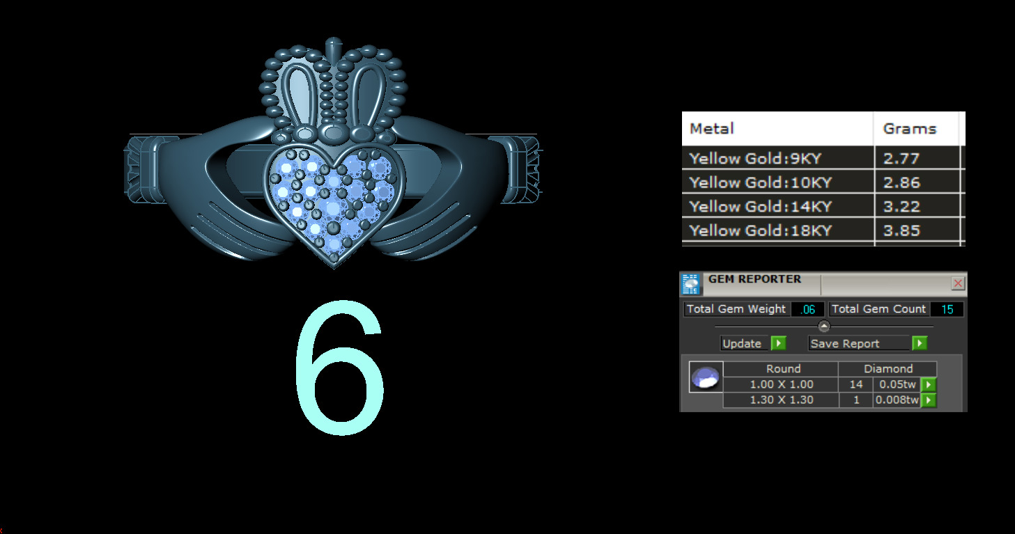 Diamond Claddagh ring 3D model_3