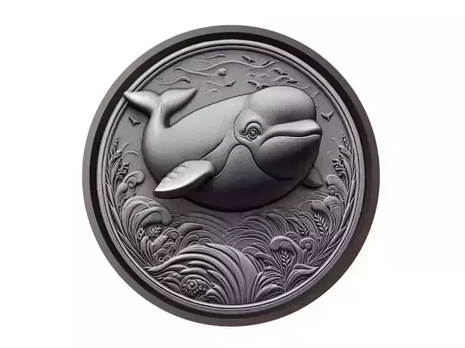 Beluga Whale Animal Medallion