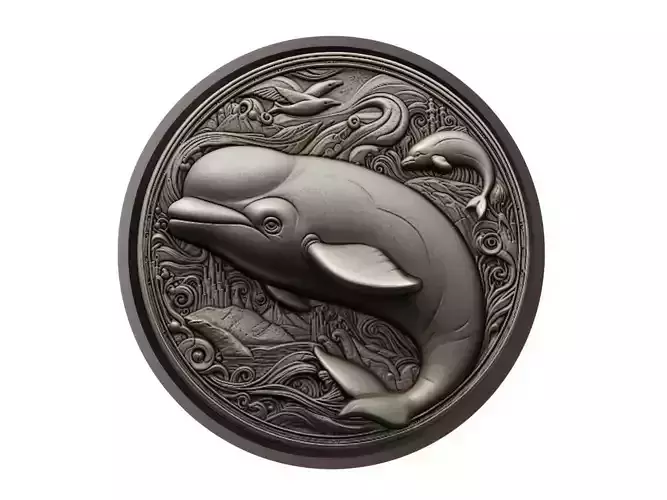 Beluga Whale Animal Medallion