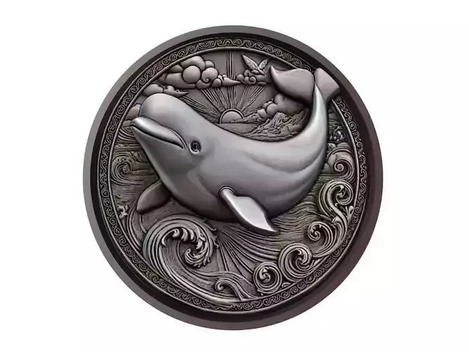 Beluga Whale Animal Medallion