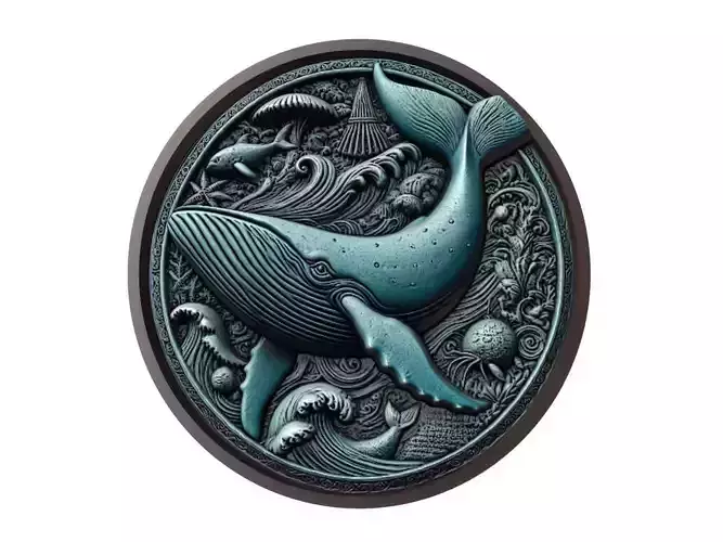 Blue Whale Animal Medallion
