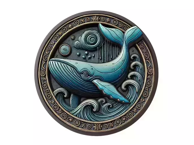 Blue Whale Animal Medallion
