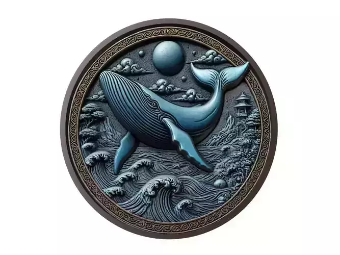 Blue Whale Animal Medallion