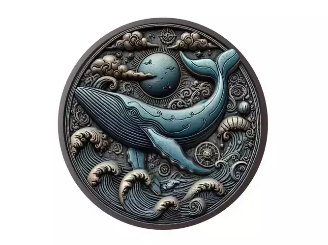 Blue Whale Animal Medallion