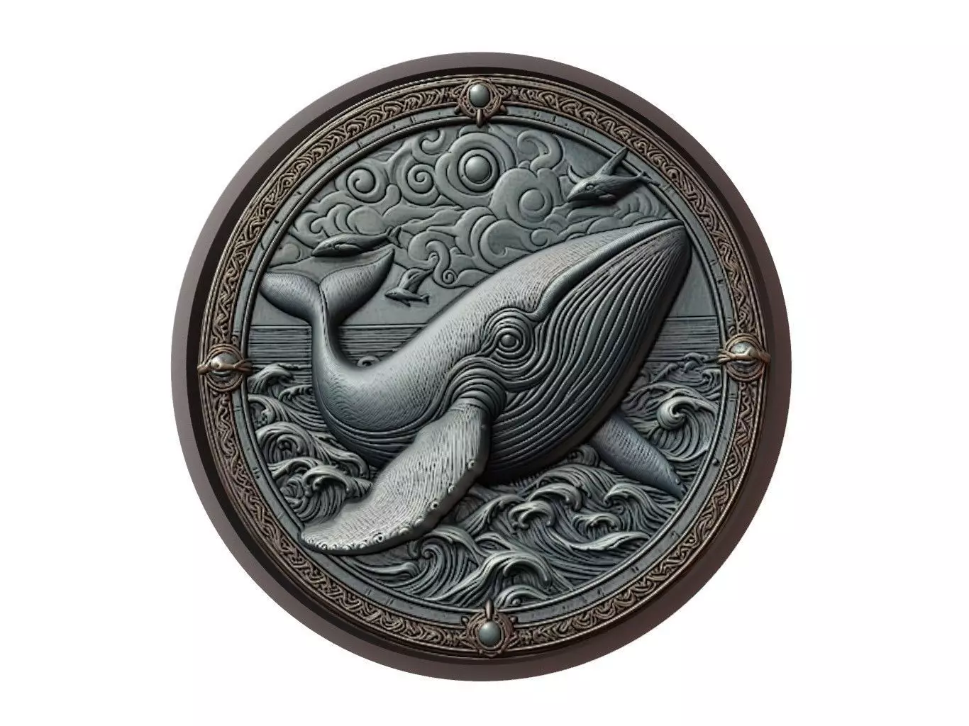 Gray Whale Animal Medallion 3D print model