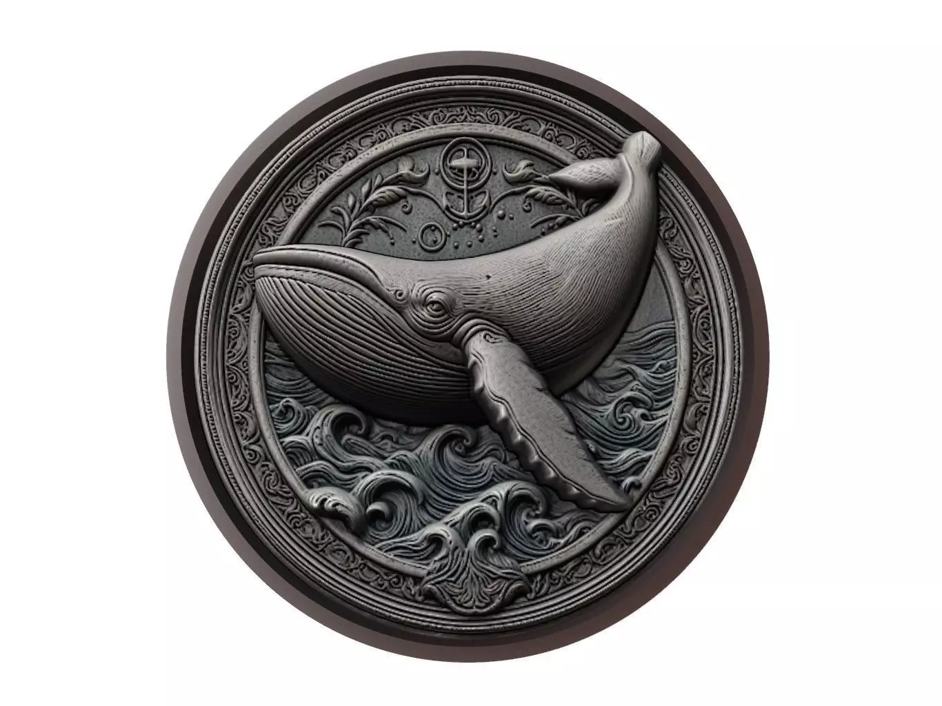 Gray Whale Animal Medallion 3D print model