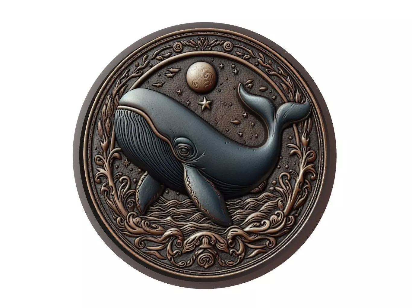 Sperm Whale Animal Medallion 3D print model_0