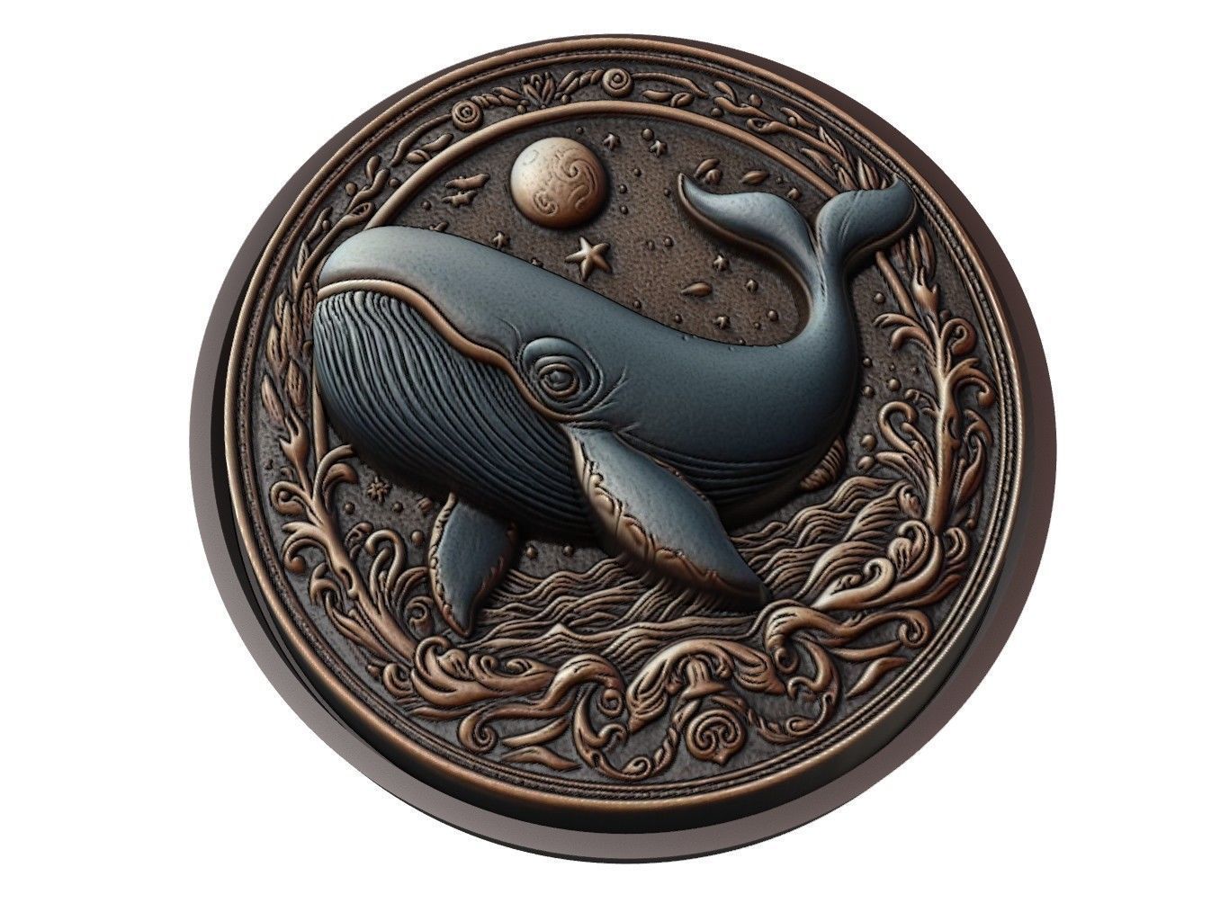 Sperm Whale Animal Medallion 3D print model_1