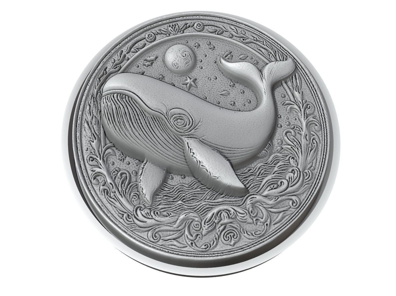Sperm Whale Animal Medallion 3D print model_3
