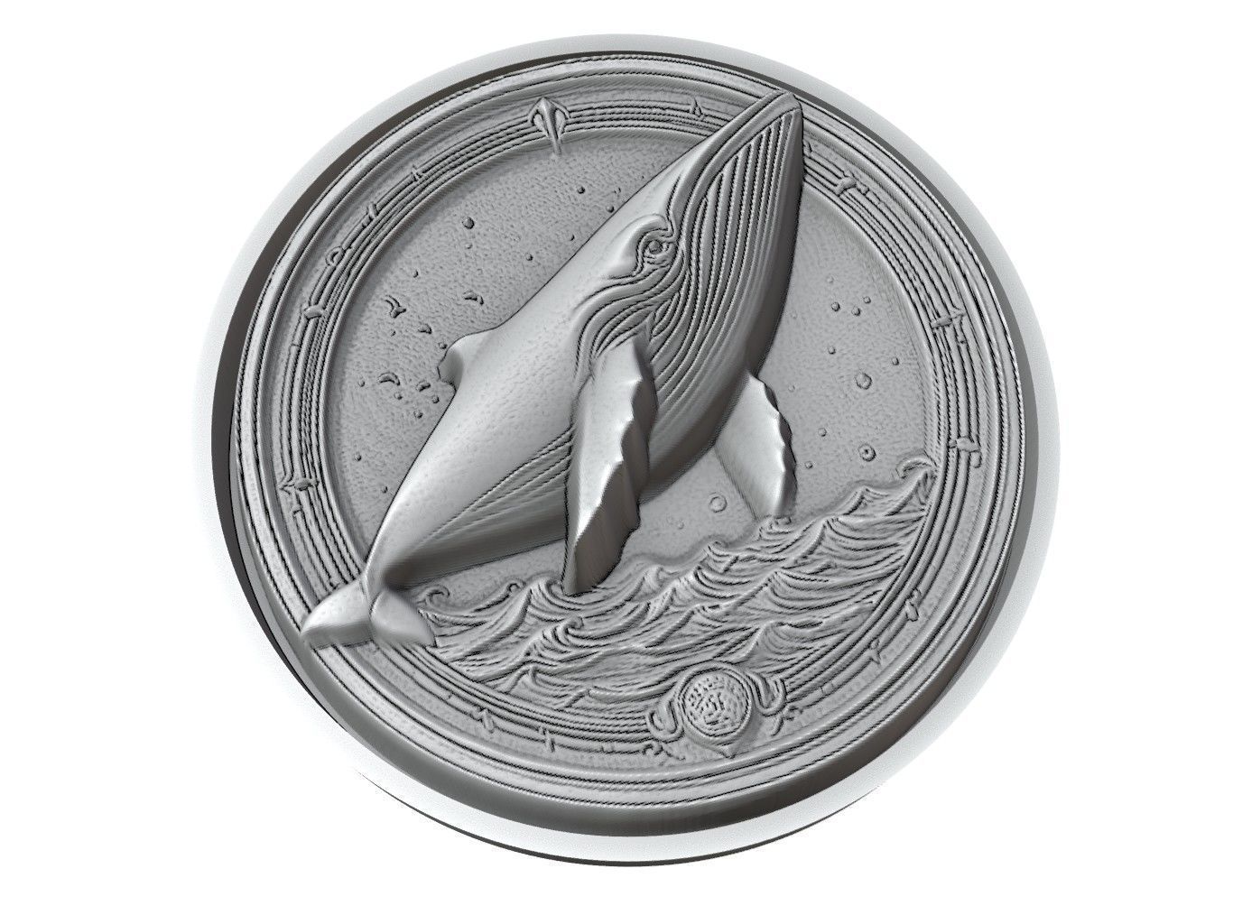Minke Whale Animal Medallion 3D print model_3