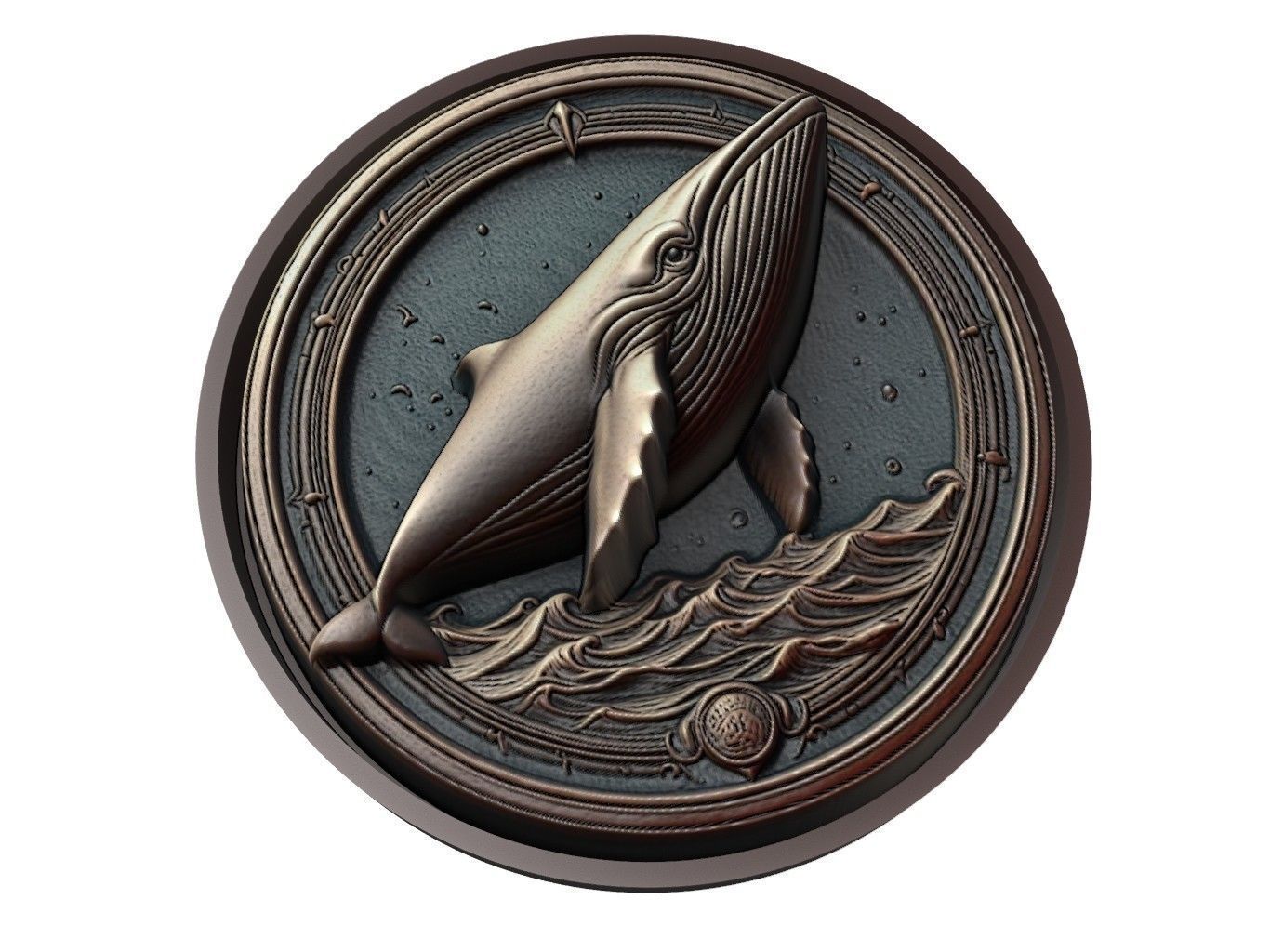 Minke Whale Animal Medallion 3D print model_1