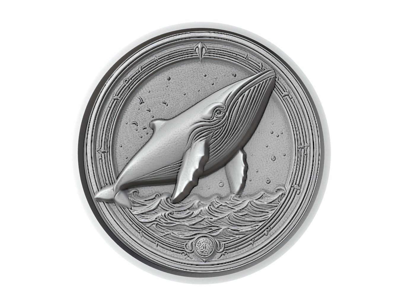 Minke Whale Animal Medallion 3D print model_2