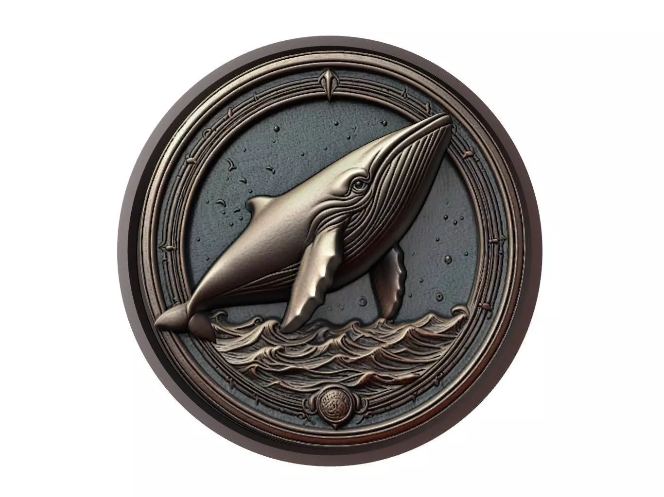 Minke Whale Animal Medallion 3D print model_0