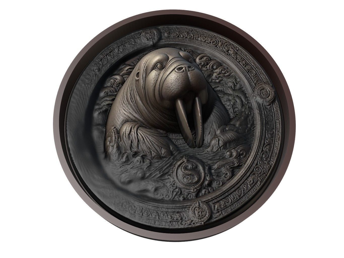 Dugong Animal Medallion 3D print model_1