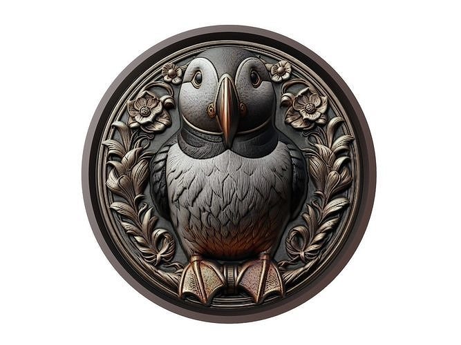 Puffin Animal Medallion 3D print model