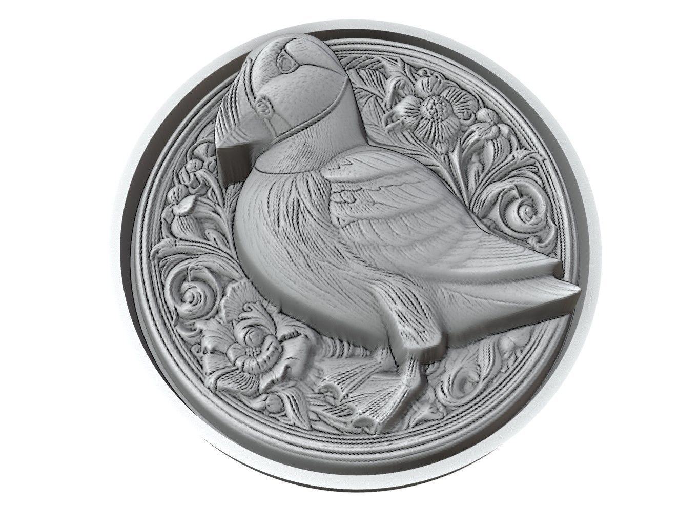 Puffin Animal Medallion 3D print model_3
