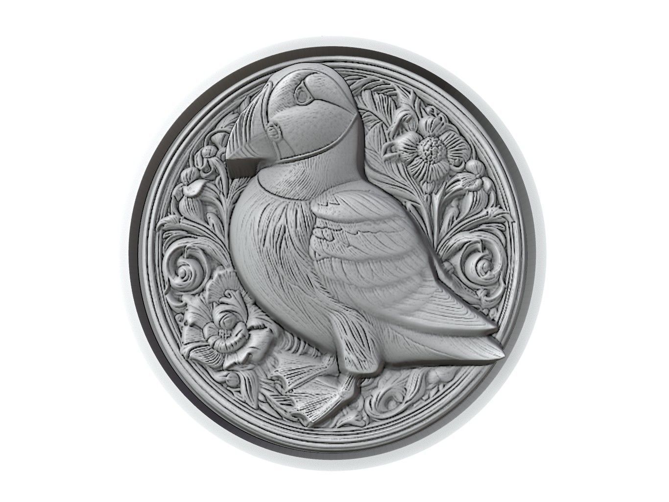 Puffin Animal Medallion 3D print model_2