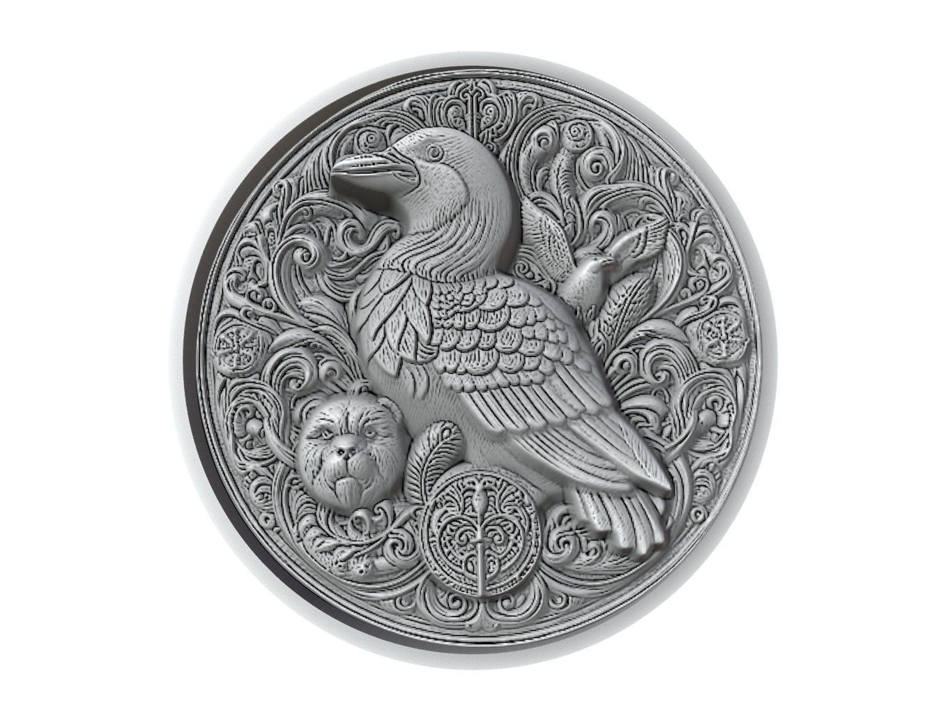 Auk Animal Medallion 3D print model_2