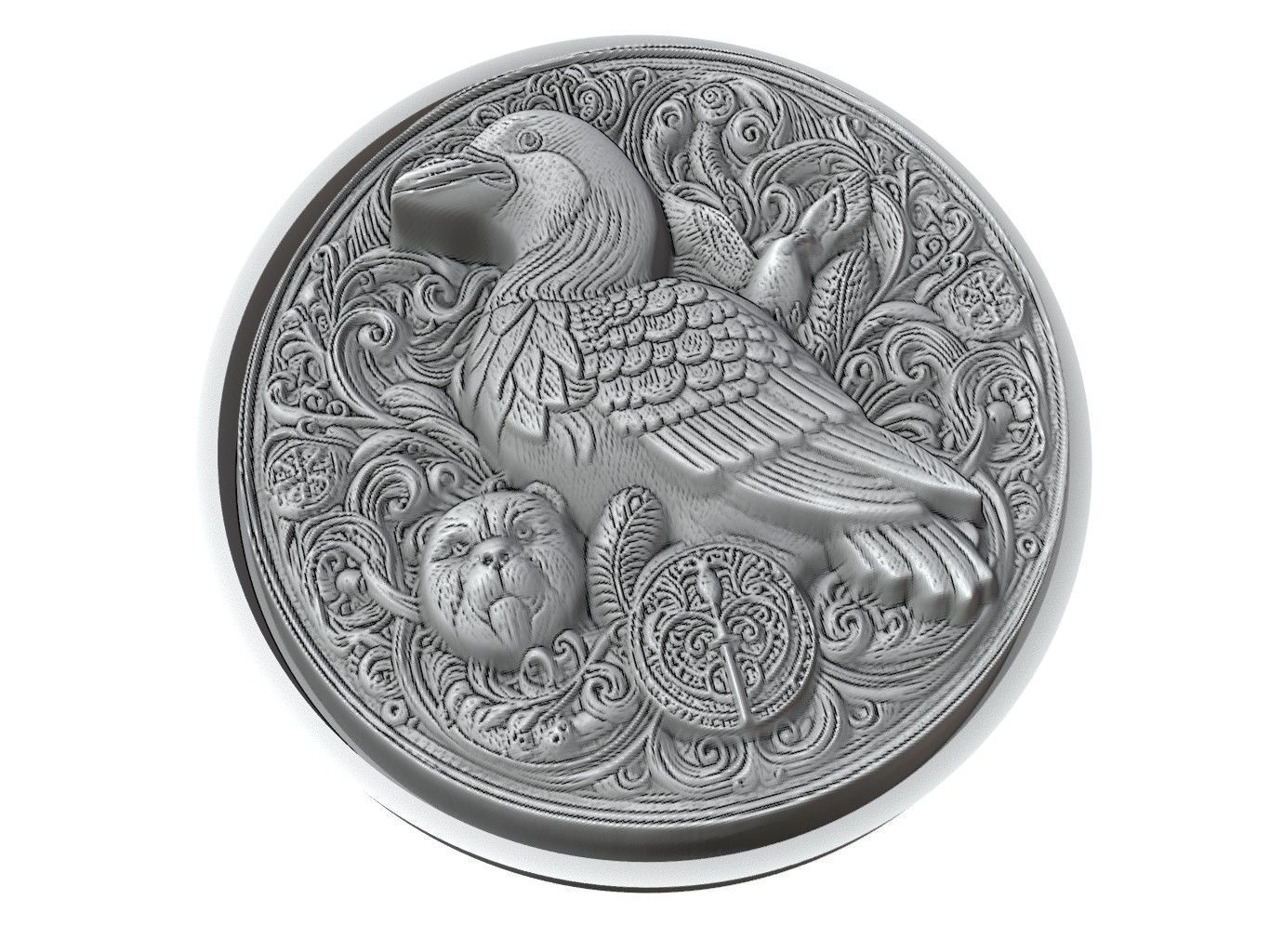 Auk Animal Medallion 3D print model_3