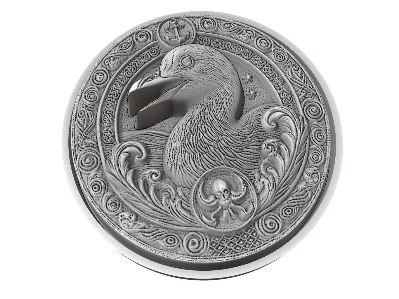 Auk Animal Medallion 3D print model_3