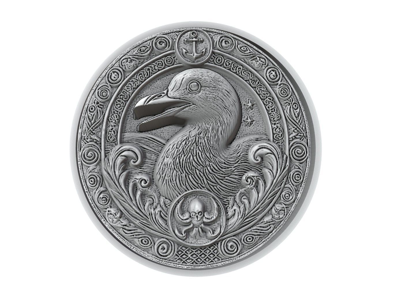 Auk Animal Medallion 3D print model_2