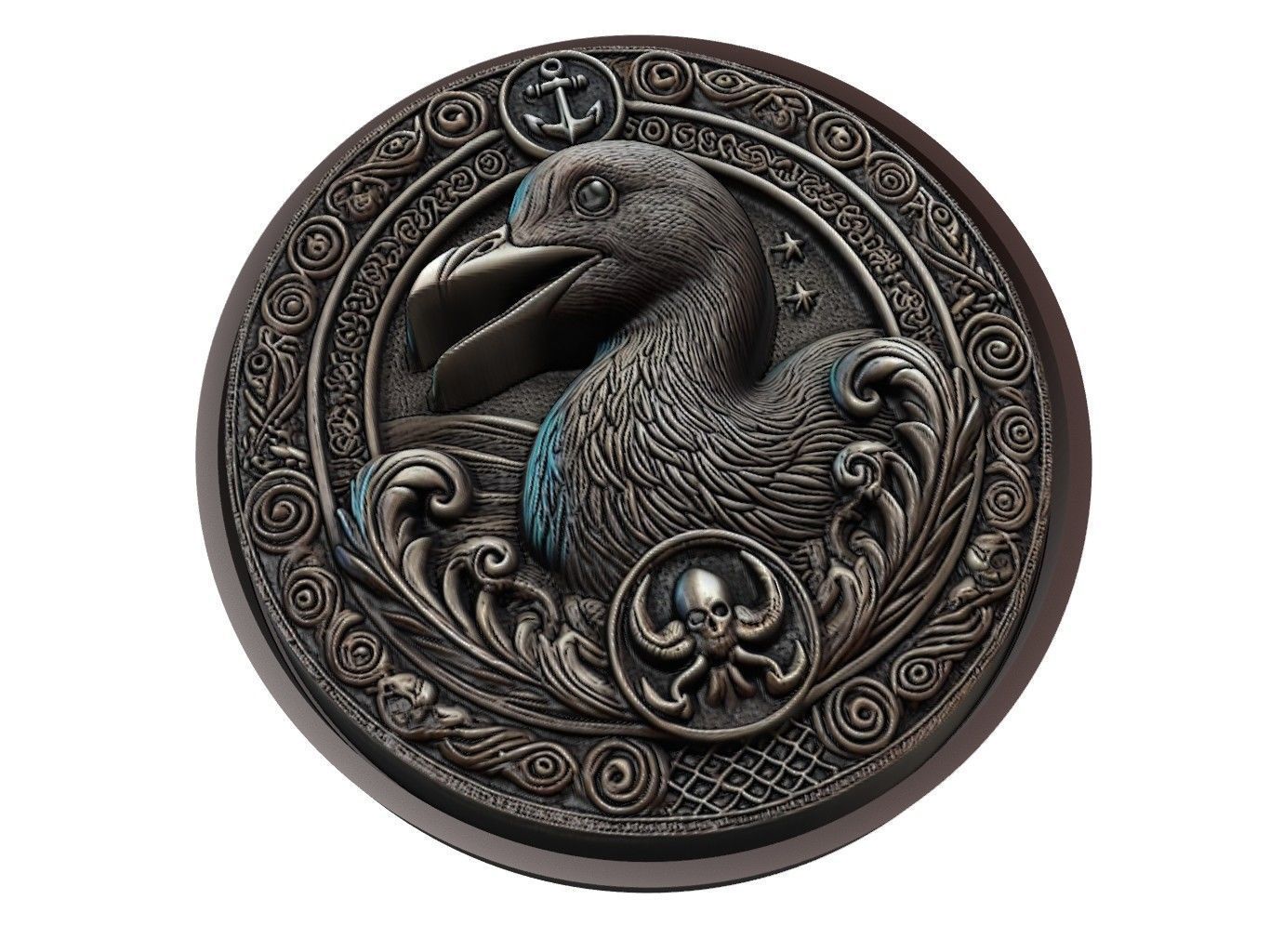 Auk Animal Medallion 3D print model_1