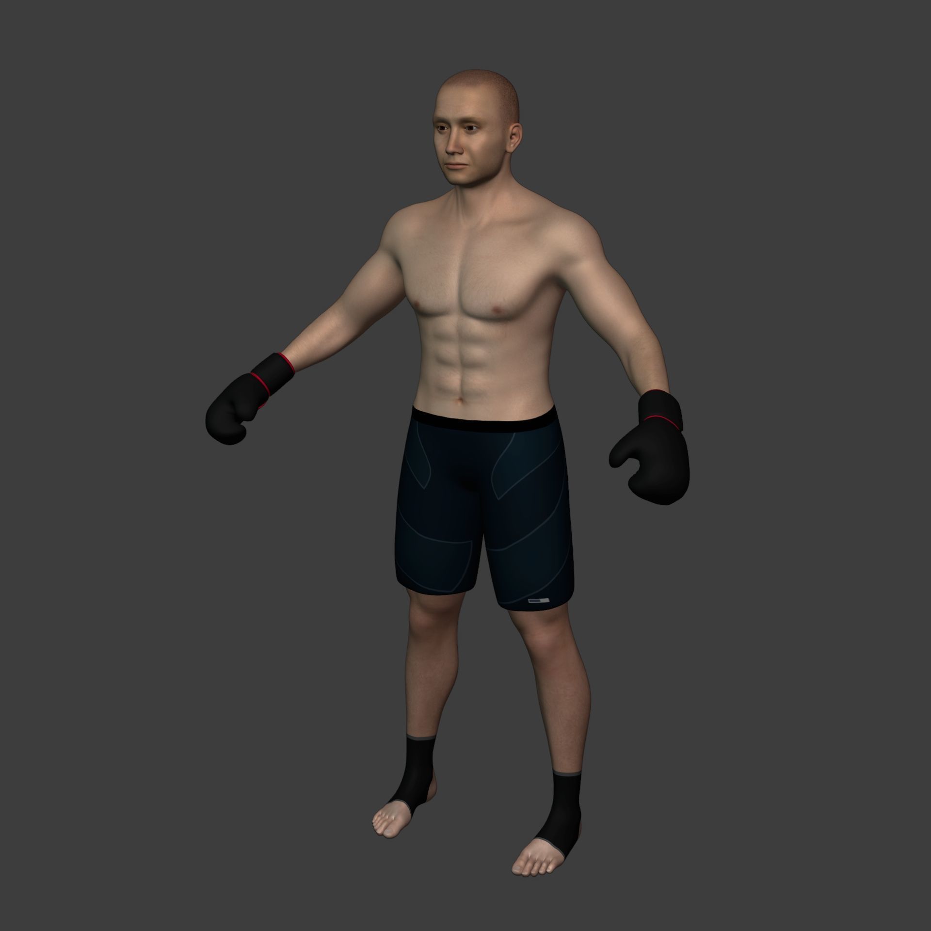 Athlete - Kickboxer Character - Fighter - Wrestler Low-poly 3D model_5