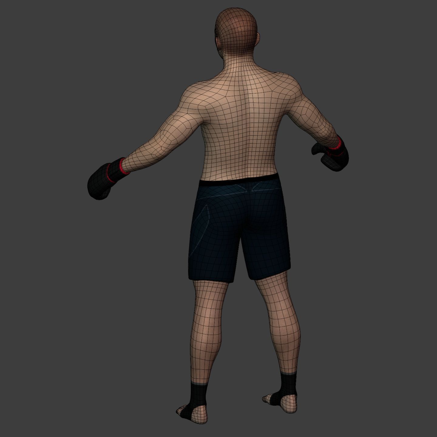 Athlete - Kickboxer Character - Fighter - Wrestler Low-poly 3D model_17