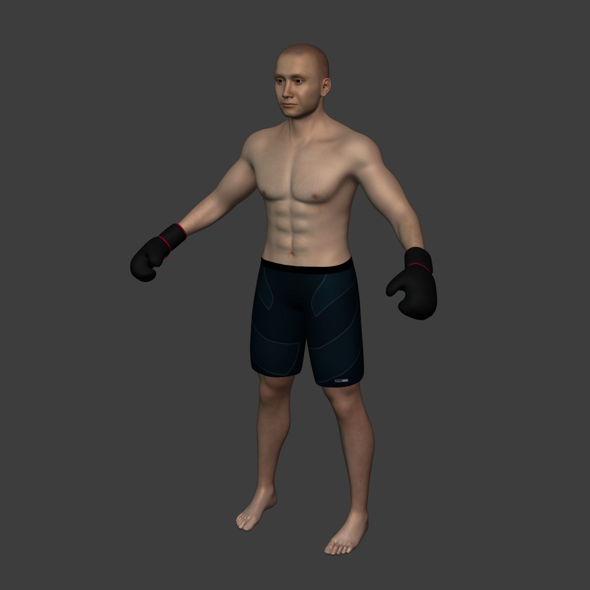Athlete - Kickboxer Character - Fighter - Wrestler Low-poly 3D model_6