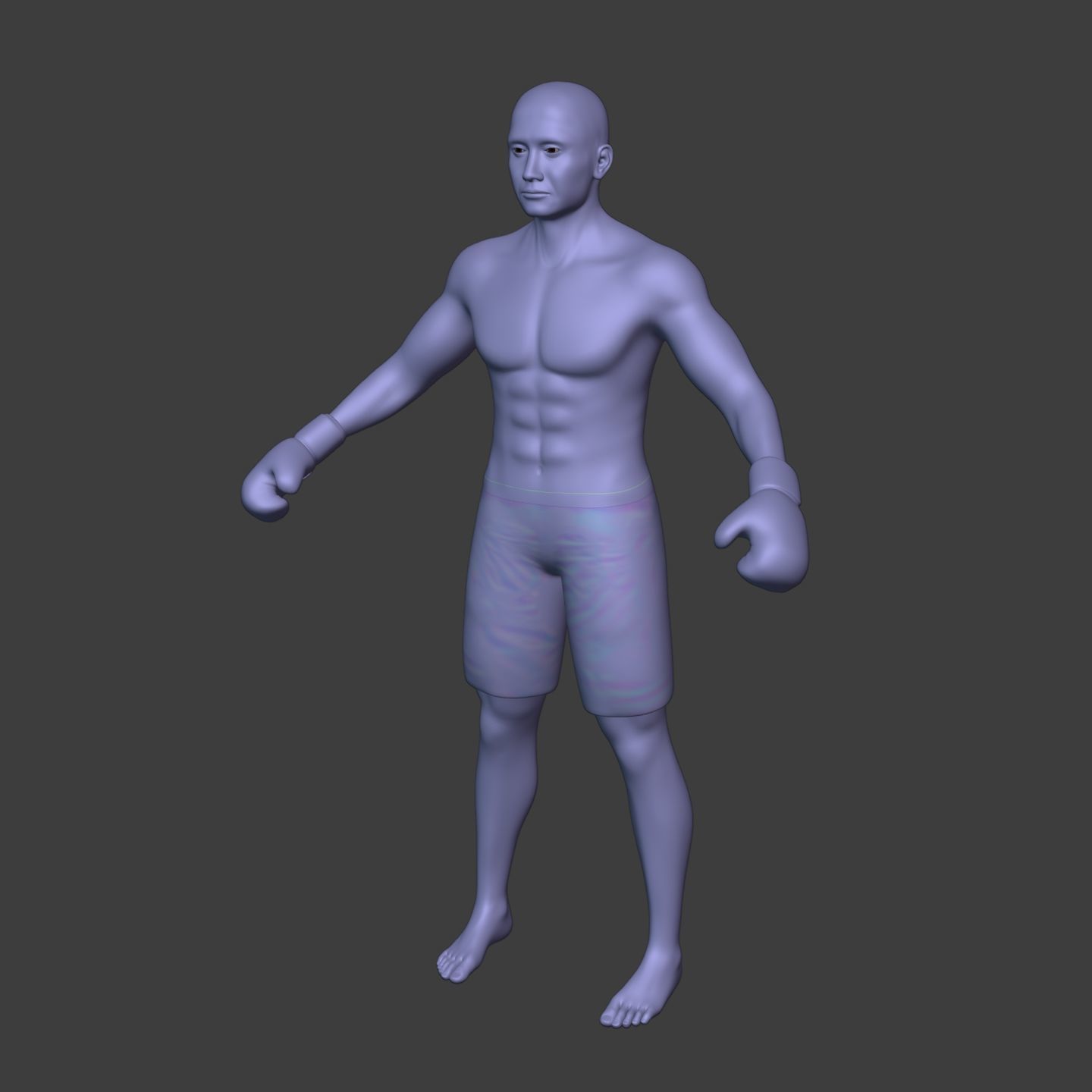 Athlete - Kickboxer Character - Fighter - Wrestler Low-poly 3D model_12