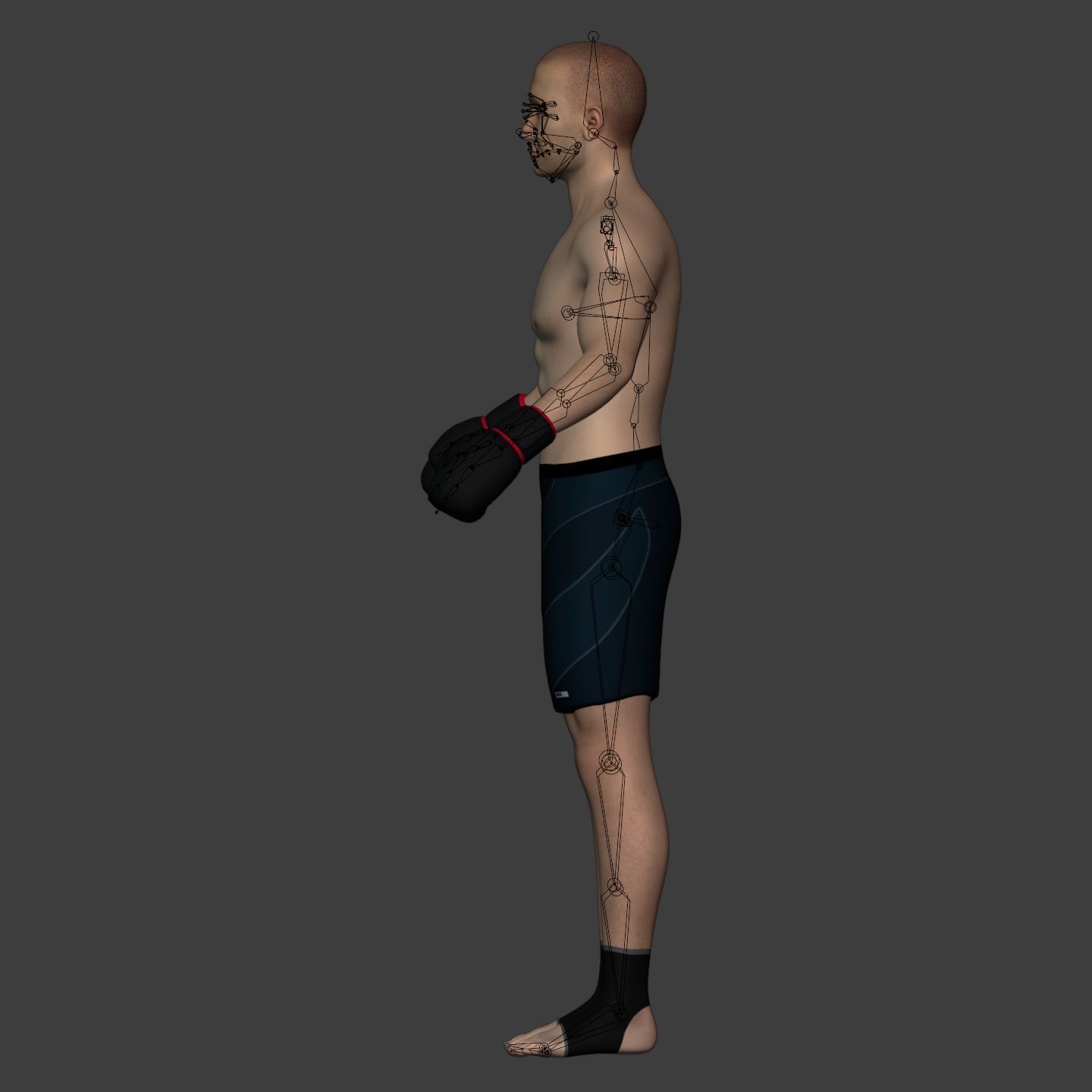 Athlete - Kickboxer Character - Fighter - Wrestler Low-poly 3D model_13