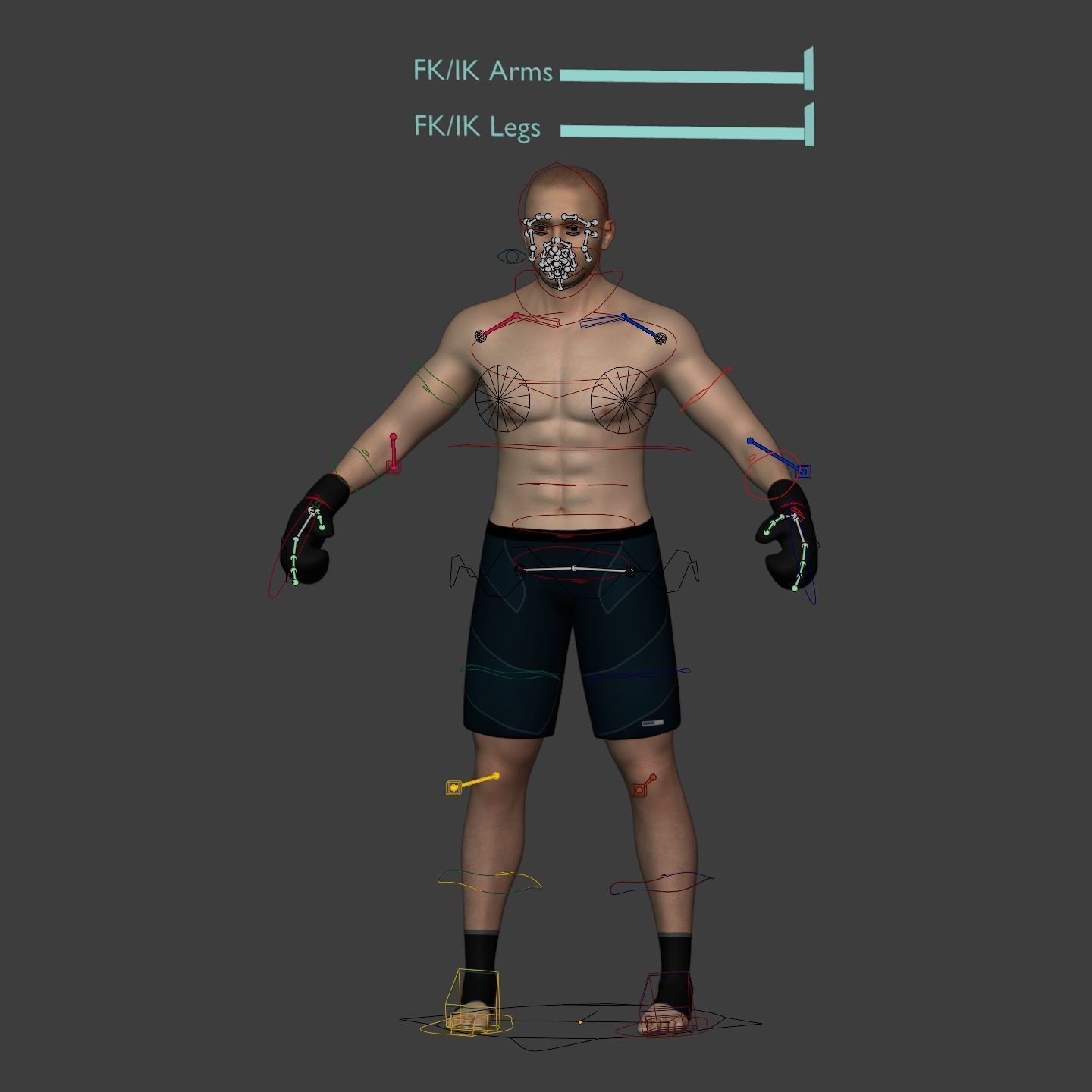 Athlete - Kickboxer Character - Fighter - Wrestler Low-poly 3D model_3