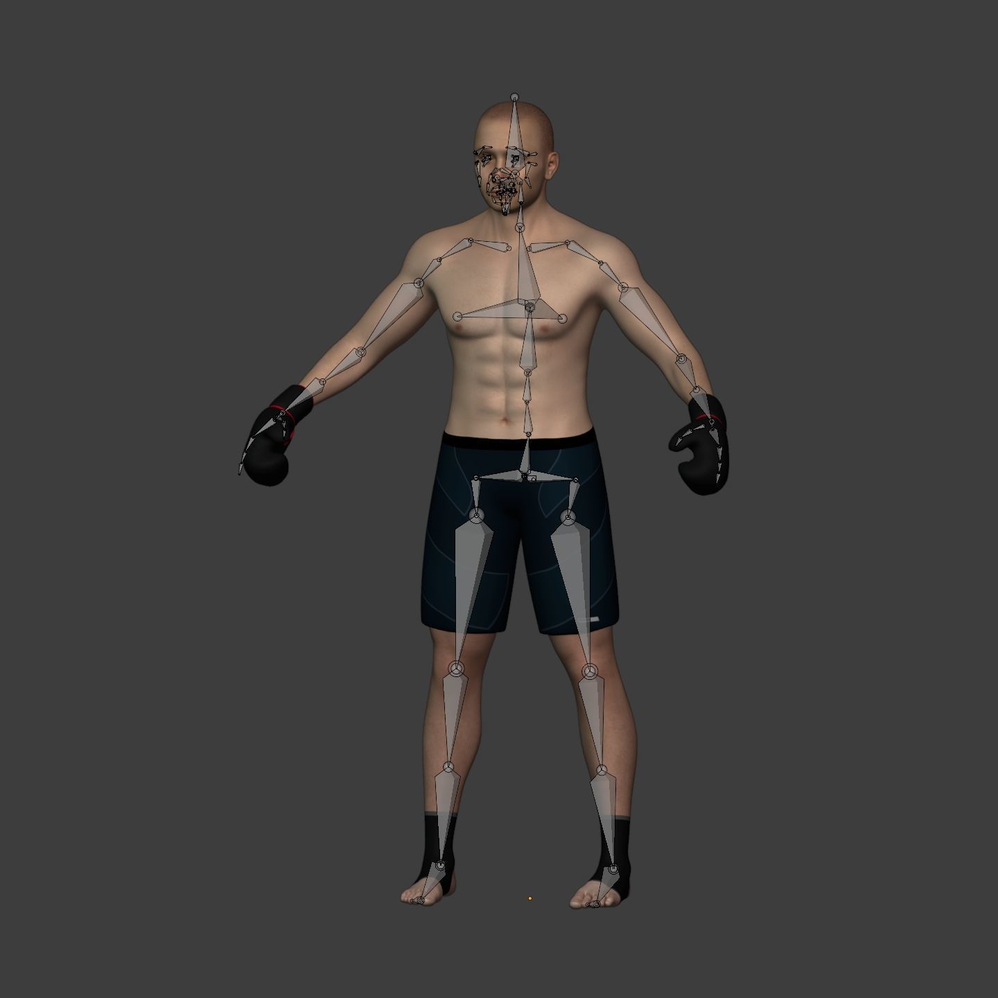 Athlete - Kickboxer Character - Fighter - Wrestler Low-poly 3D model_4