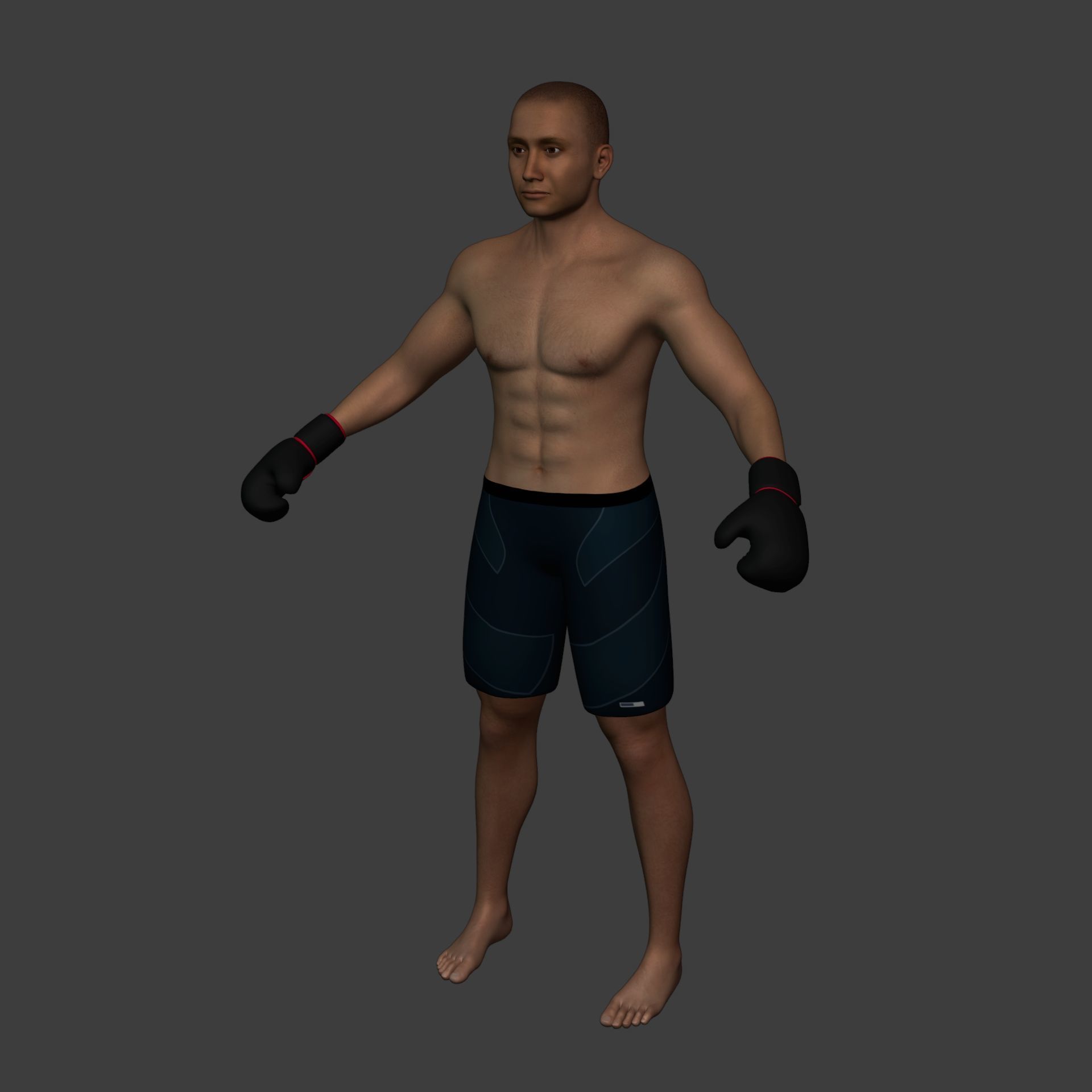Athlete - Kickboxer Character - Fighter - Wrestler Low-poly 3D model_7