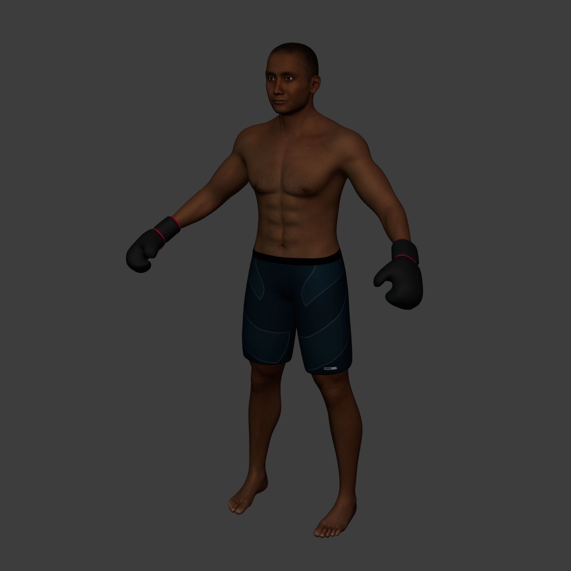 Athlete - Kickboxer Character - Fighter - Wrestler Low-poly 3D model_8