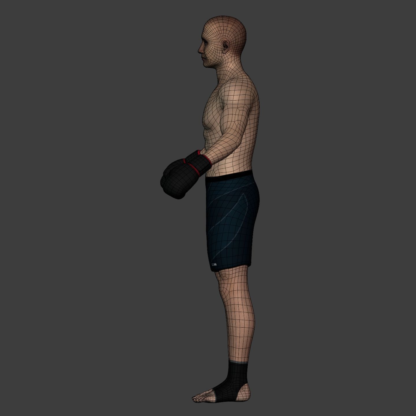 Athlete - Kickboxer Character - Fighter - Wrestler Low-poly 3D model_15