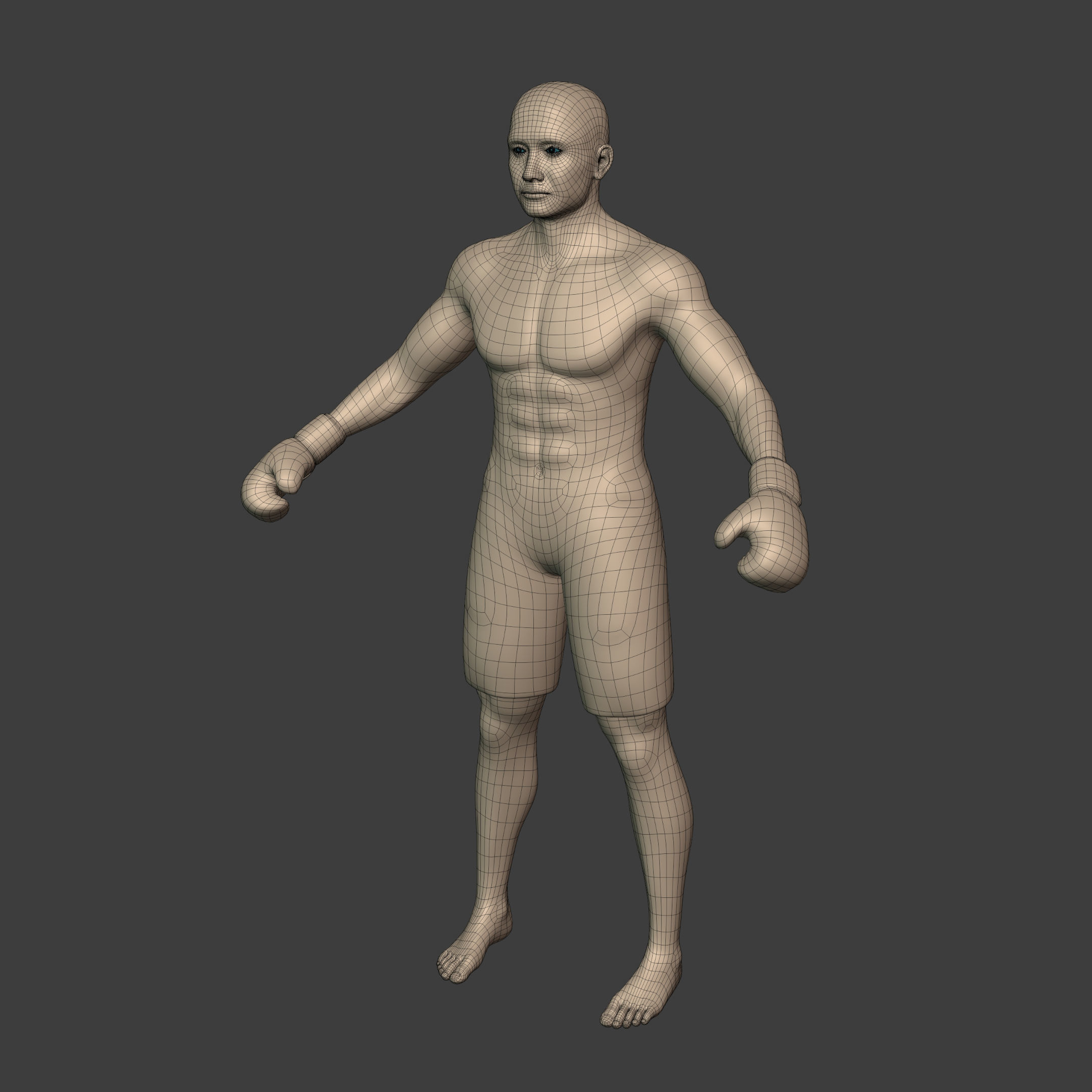 Athlete - Kickboxer Character - Fighter - Wrestler Low-poly 3D model_10