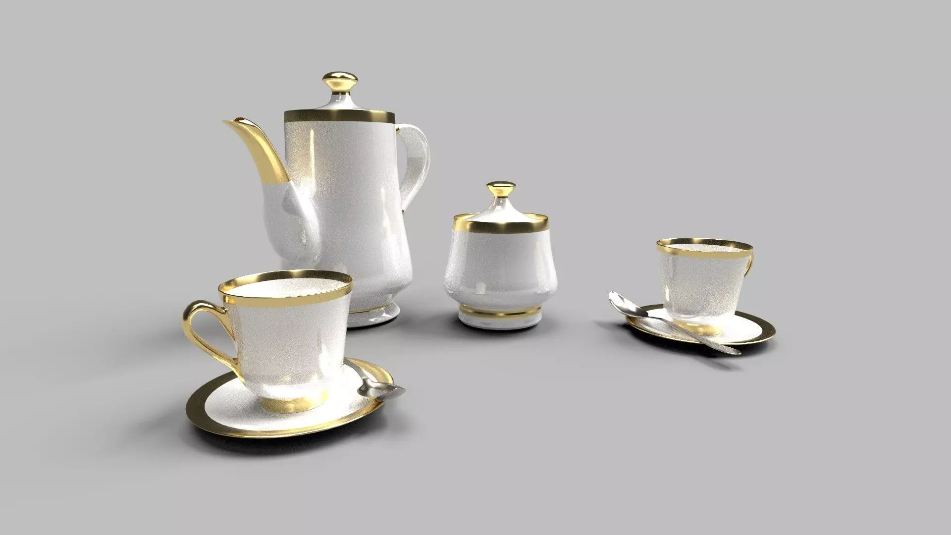 Tea set CG2 3D model_0