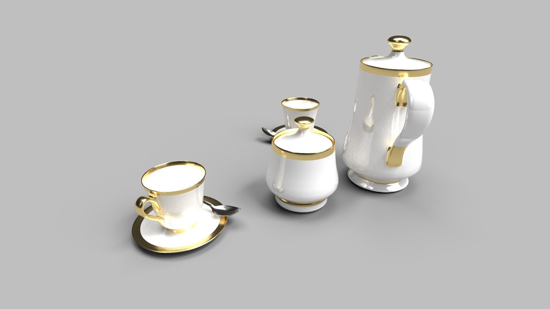 Tea set CG2 3D model_2