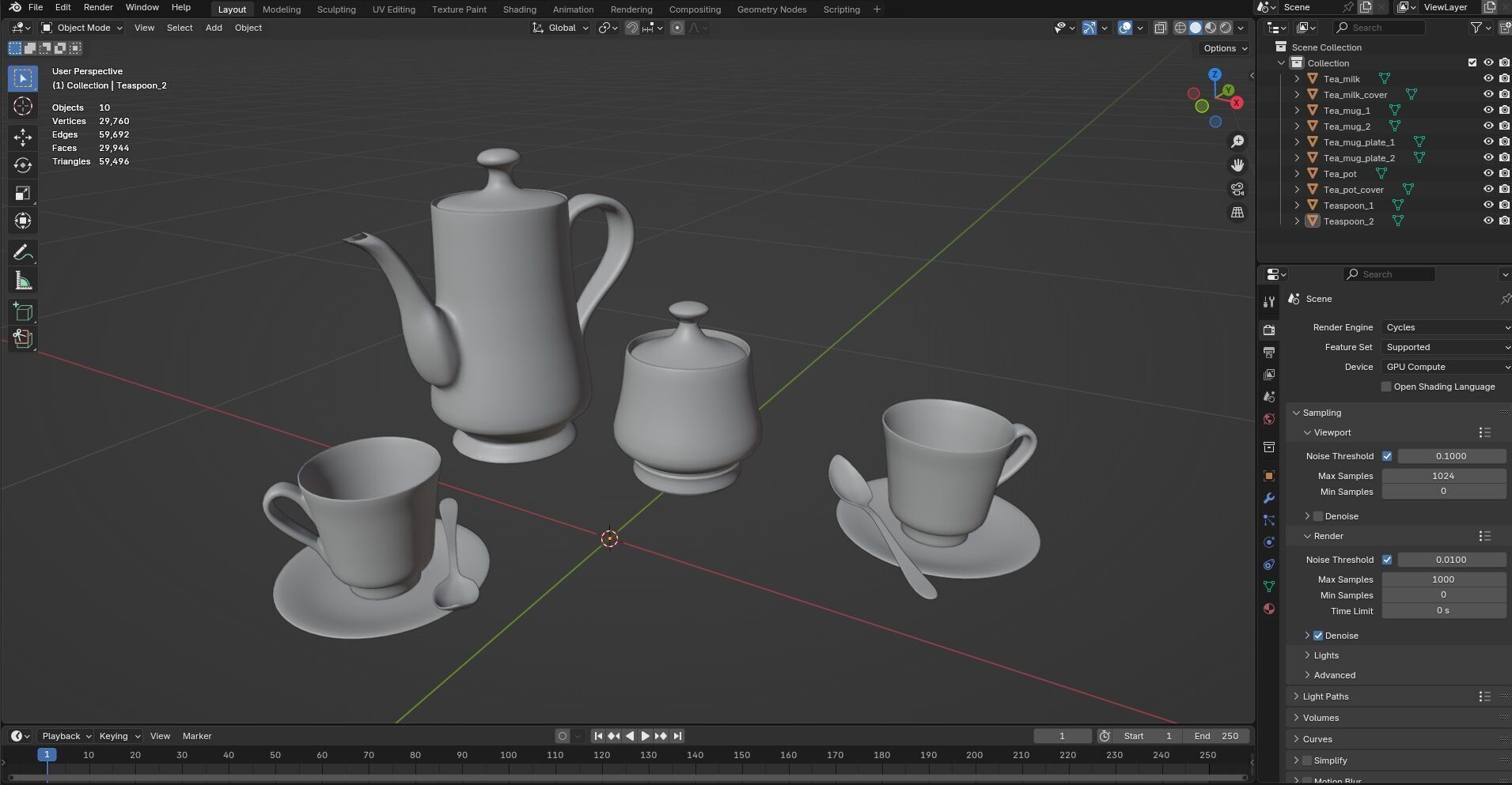 Tea set CG2 3D model_7