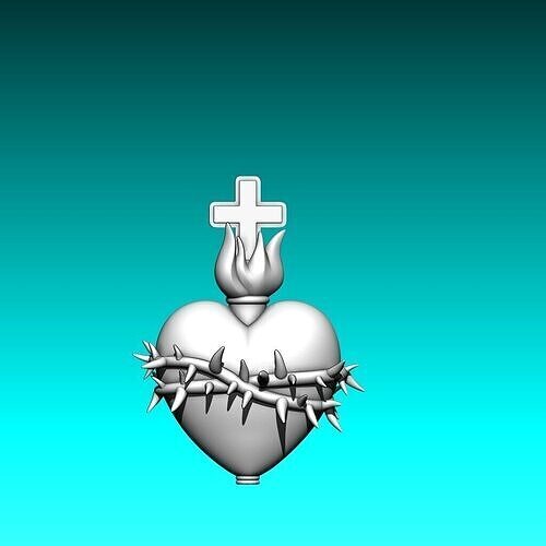 sacred heart of Jesus Christ Pendant 3D Model 3D print model