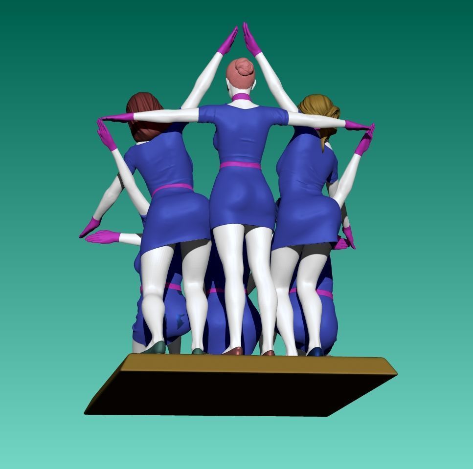 Star shape of cheer girls 3D print model_6