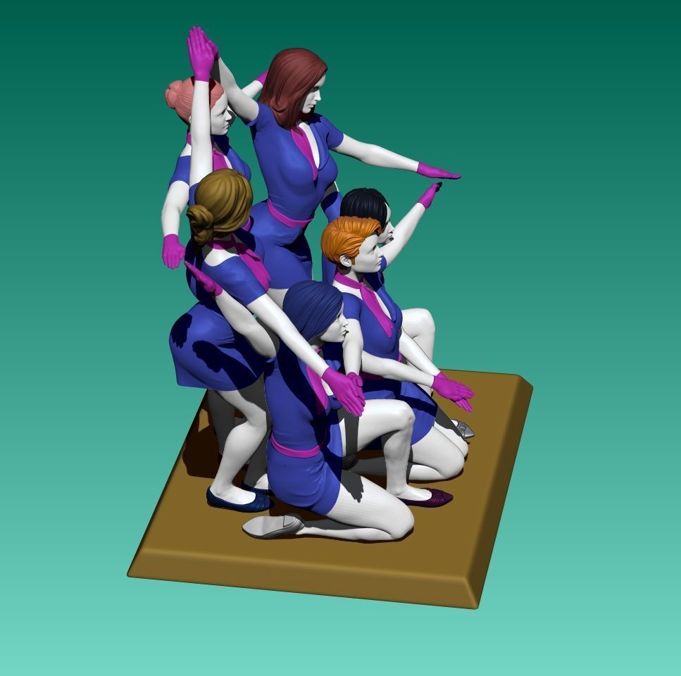Star shape of cheer girls 3D print model_4