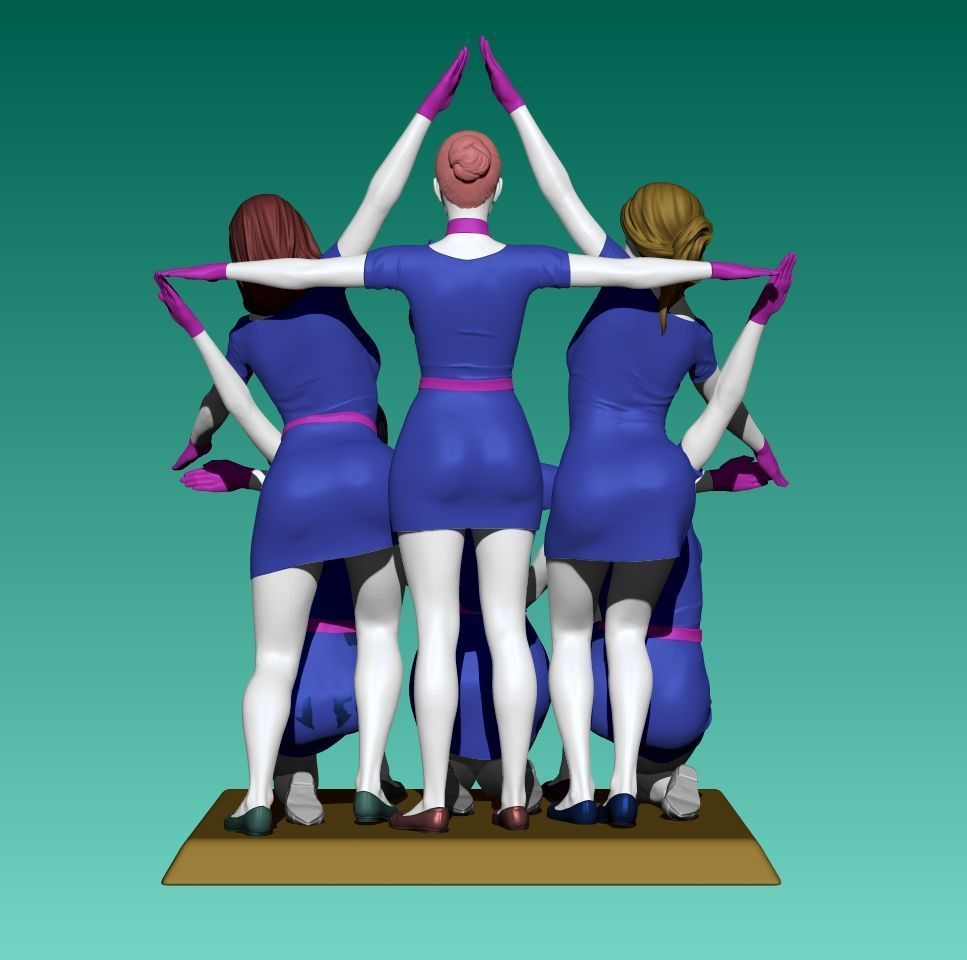 Star shape of cheer girls 3D print model_5