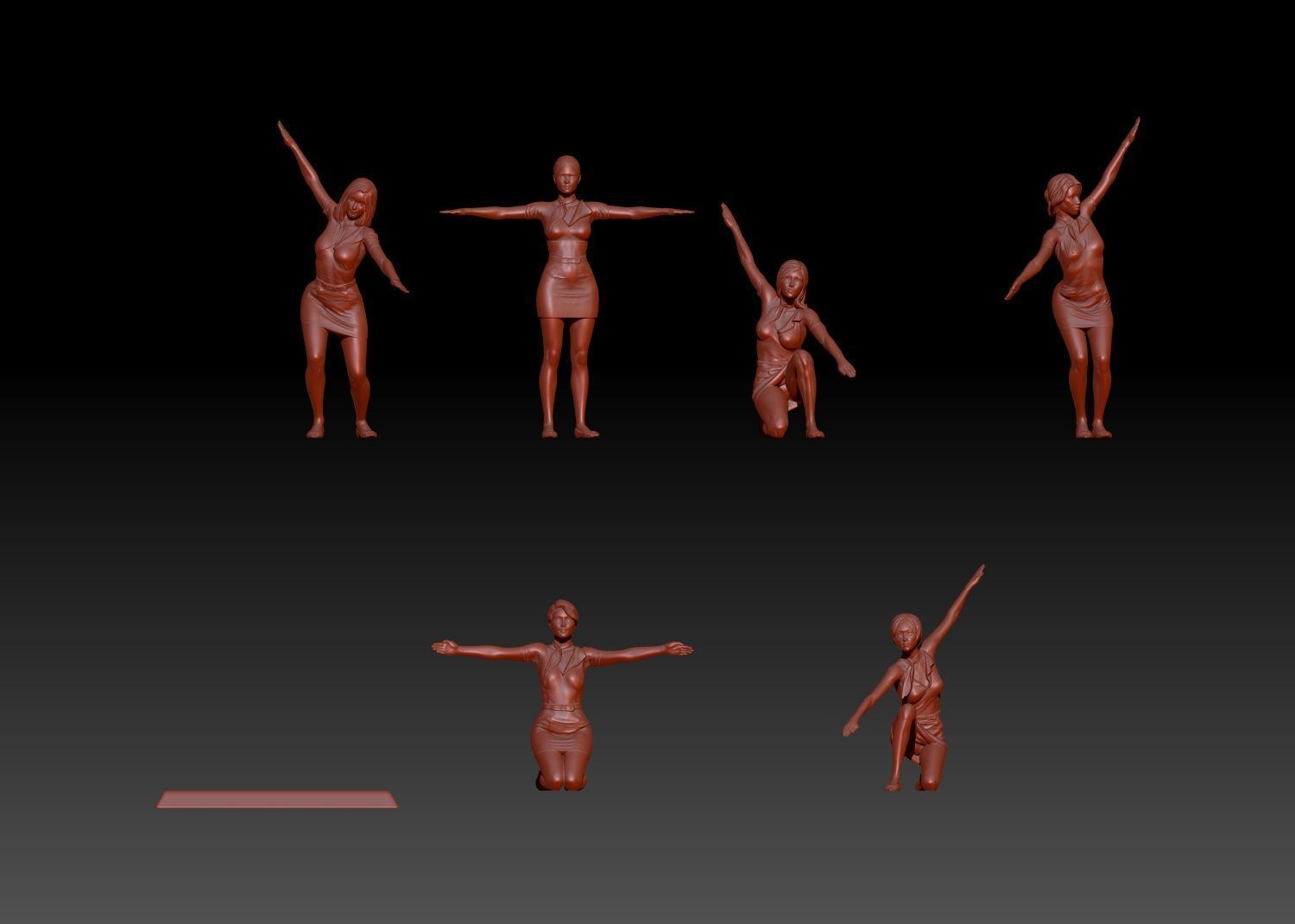 Star shape of cheer girls 3D print model_2